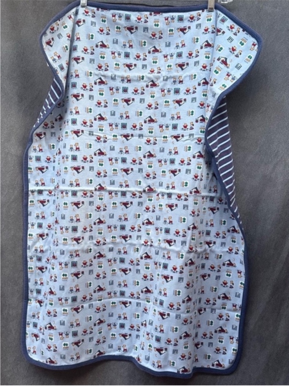 Vintage Gymboree Baby Blanket Blue Bear Camping 1998 Autumn Brights Boys